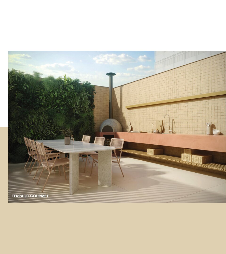 Terraço gourmet do 786 Prudente com forno a lenha e área de convivência