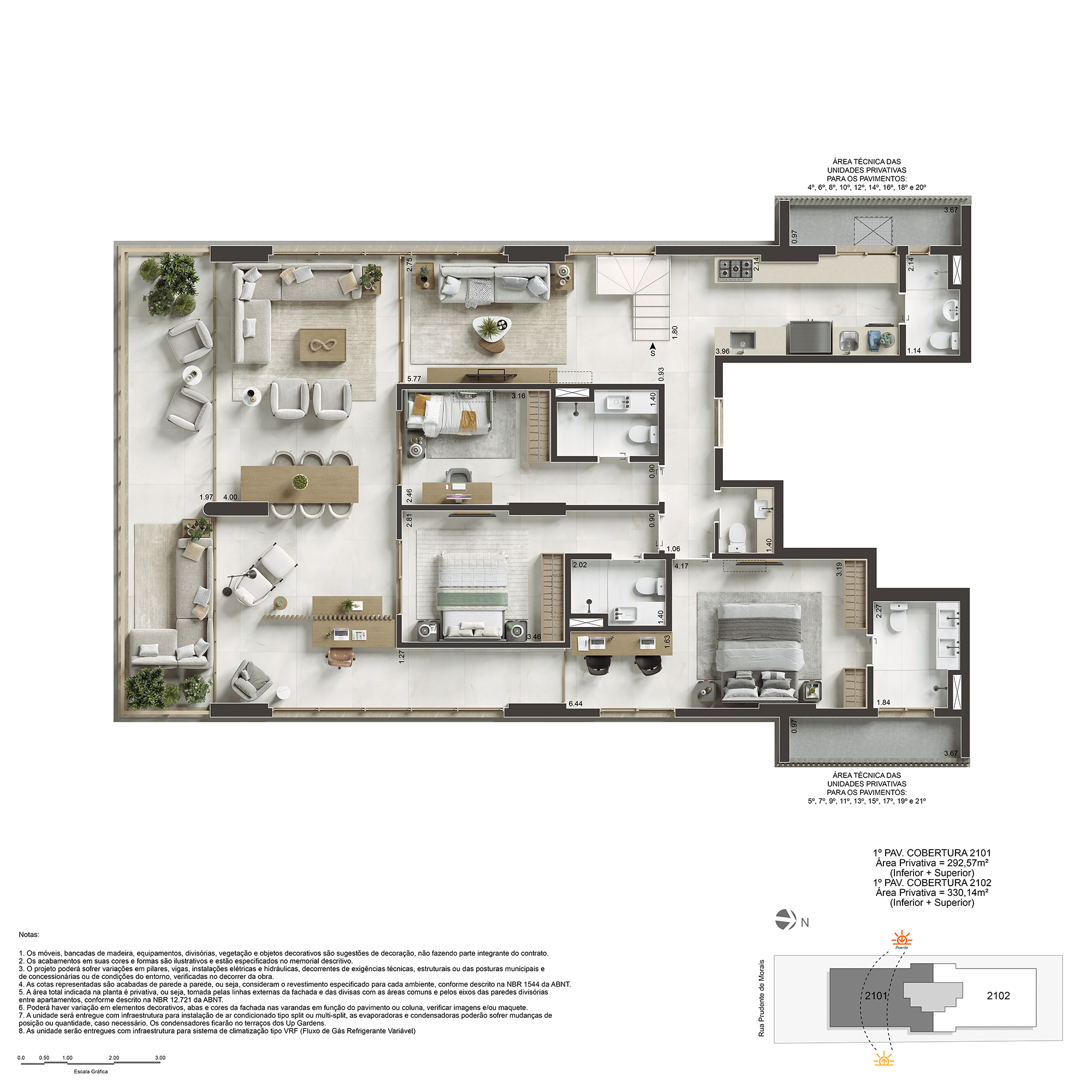 Planta baixa da cobertura duplex do 786 Prudente, com piscina privativa